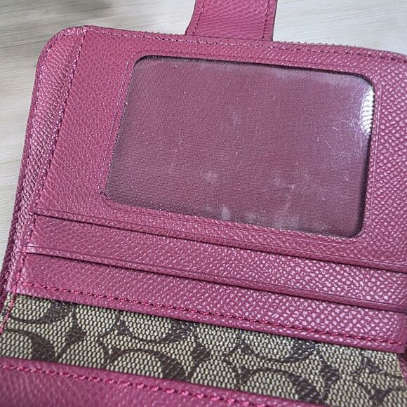 Coach Medium‎ Corner Zip Wallet Crossgrain Leather Silver Pink F52692 - Picture 11 of 15